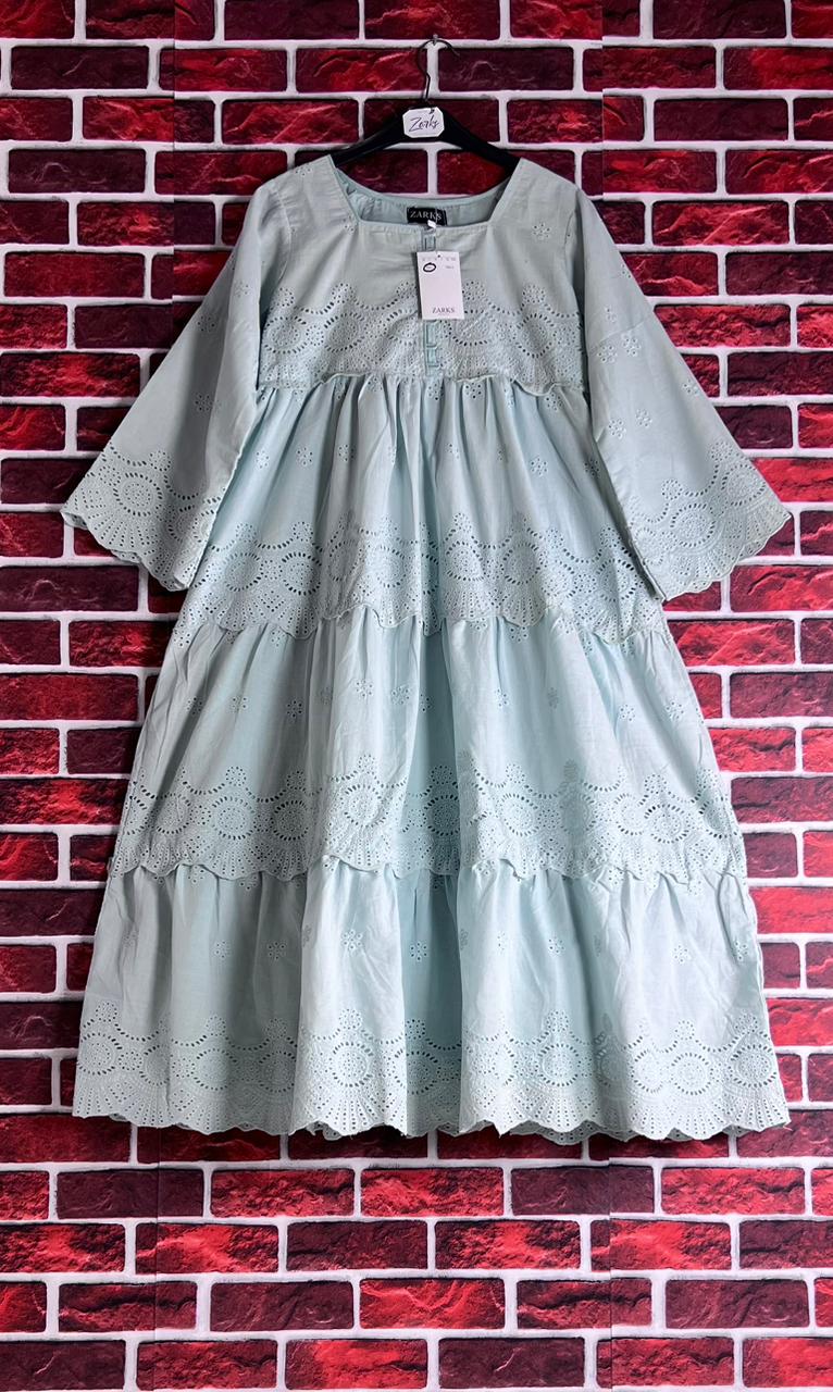 Skyblue chickenkari frock