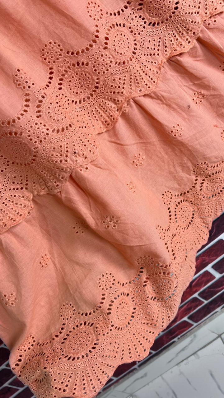 Peach chickenkari frock