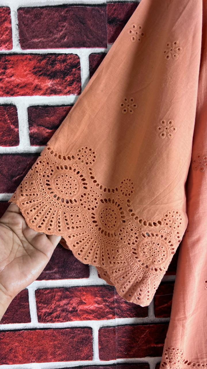 Peach chickenkari frock