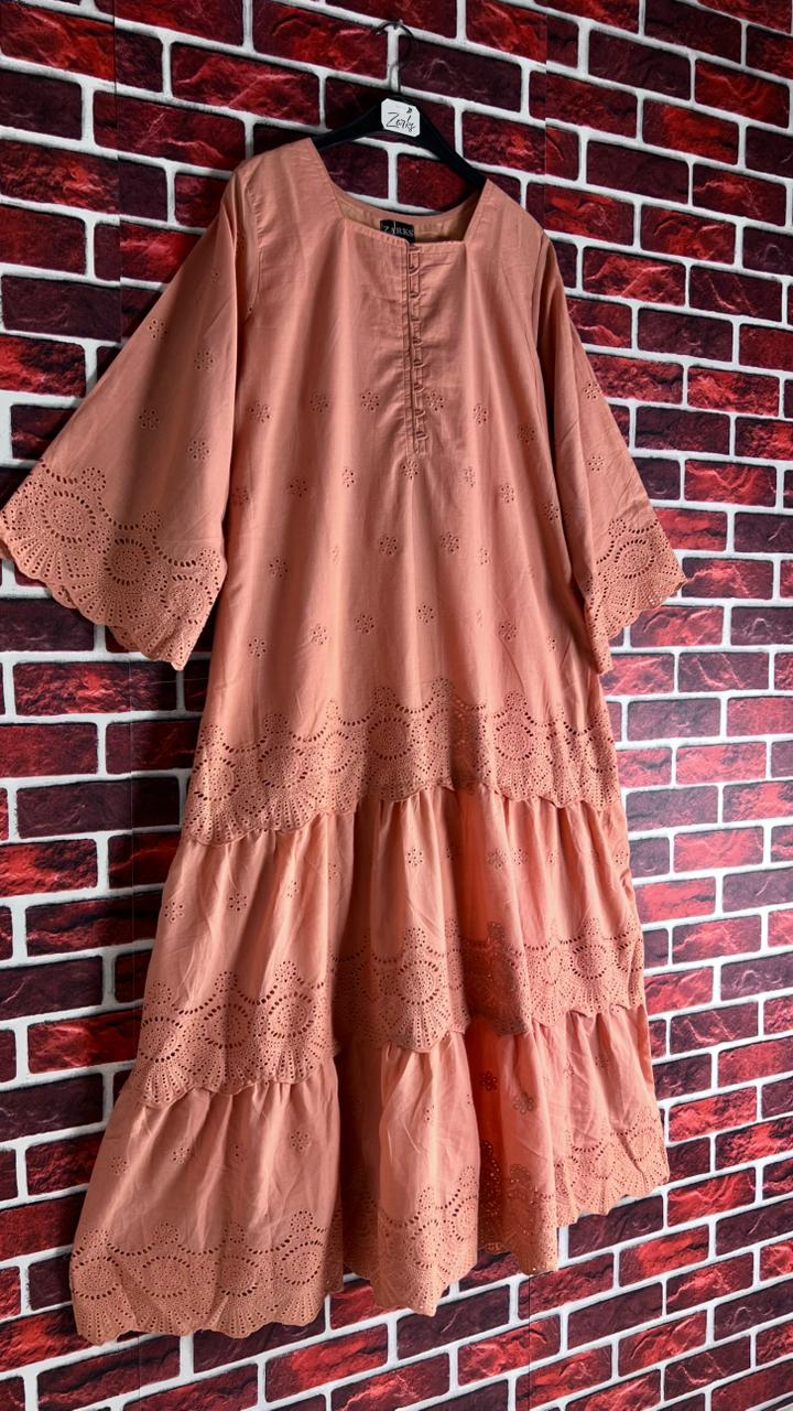 Peach chickenkari frock