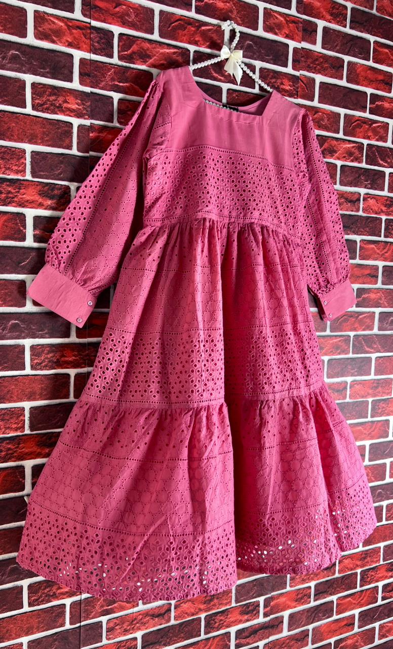 Dark pink chickenkari frock