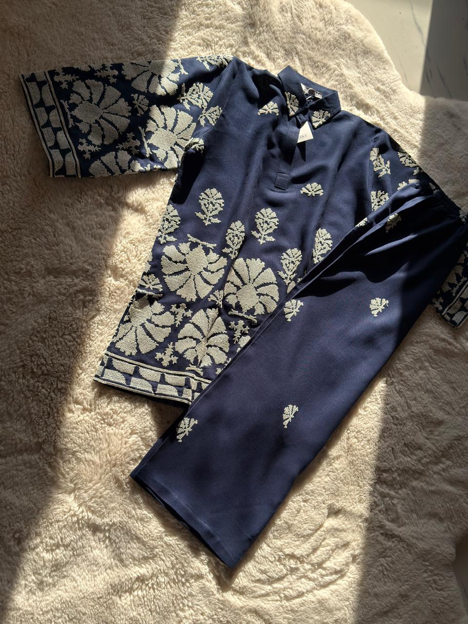 Navy embroidered coord