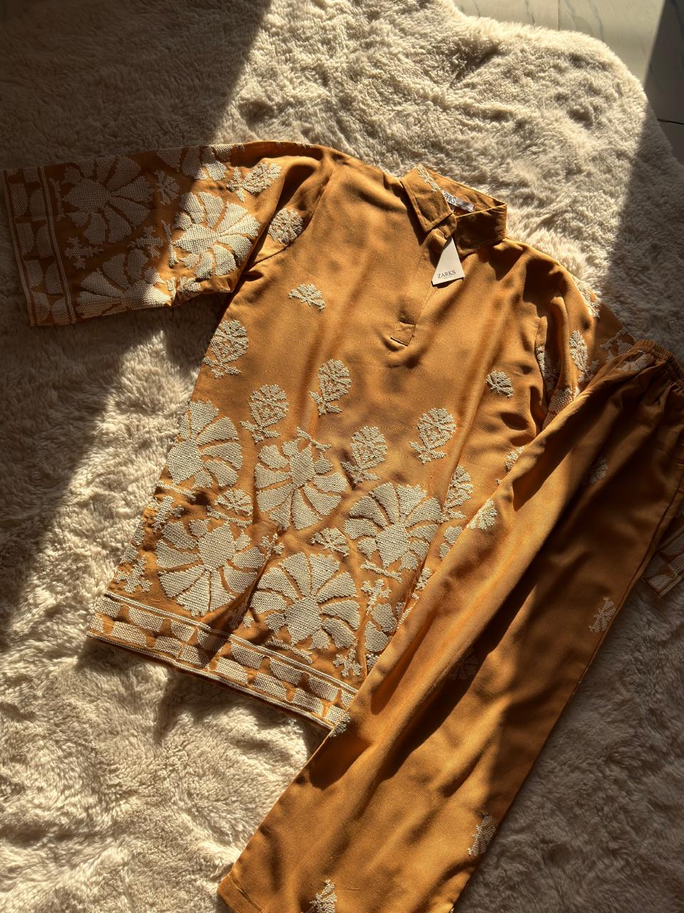Camel embroidered coord