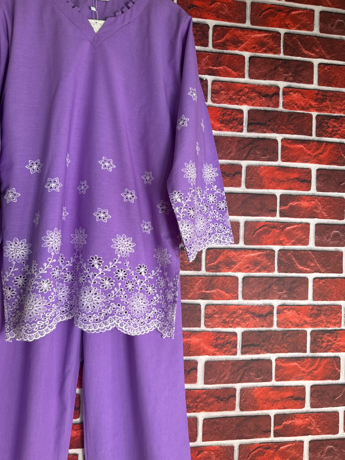 Lilac schiffli coord