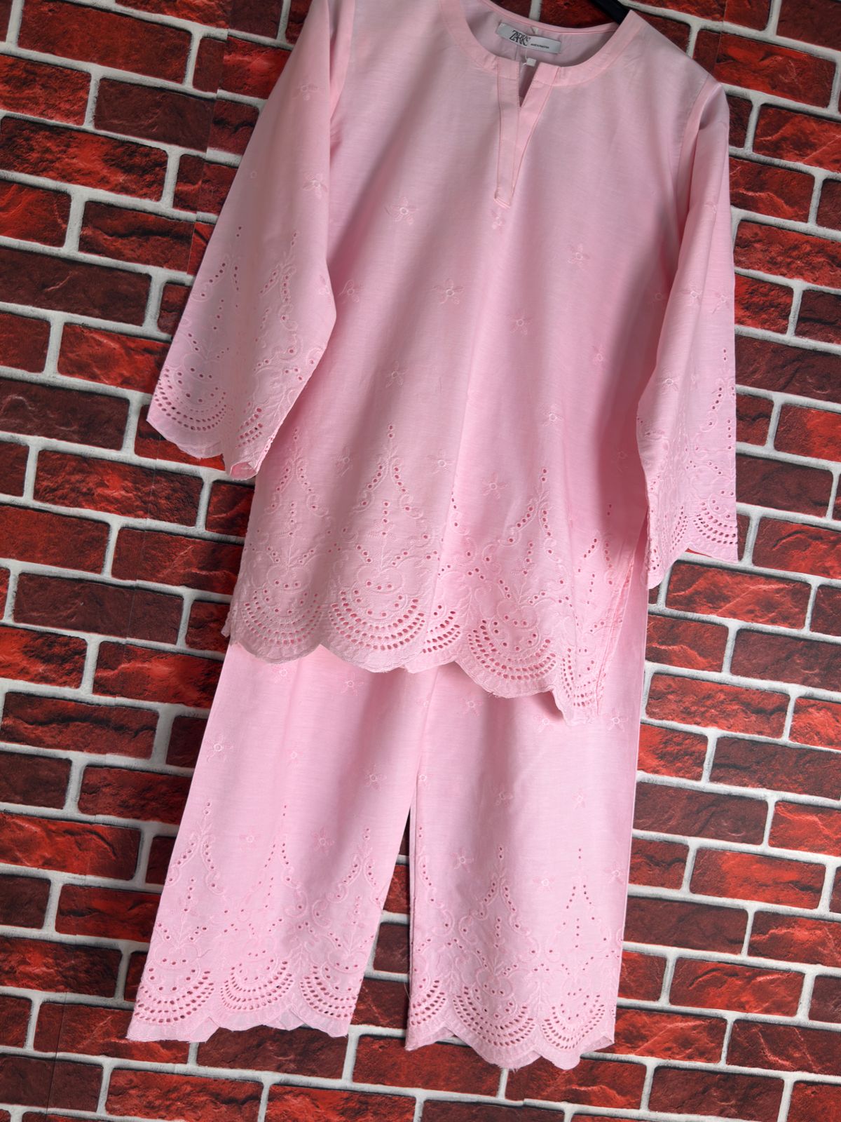 Powder pink schiffli coord-II