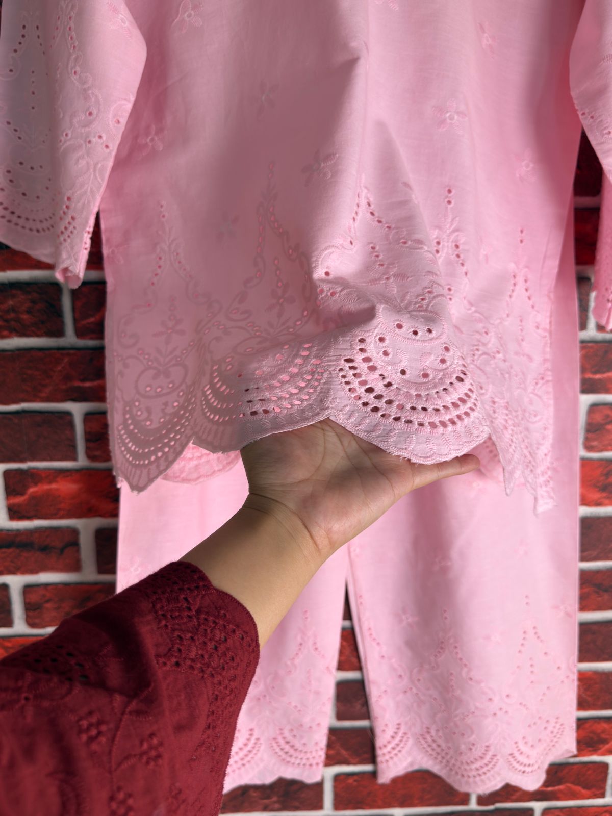 Powder pink schiffli coord-II