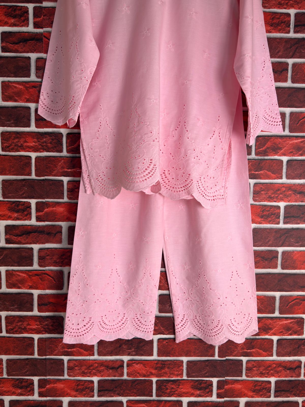 Powder pink schiffli coord-II