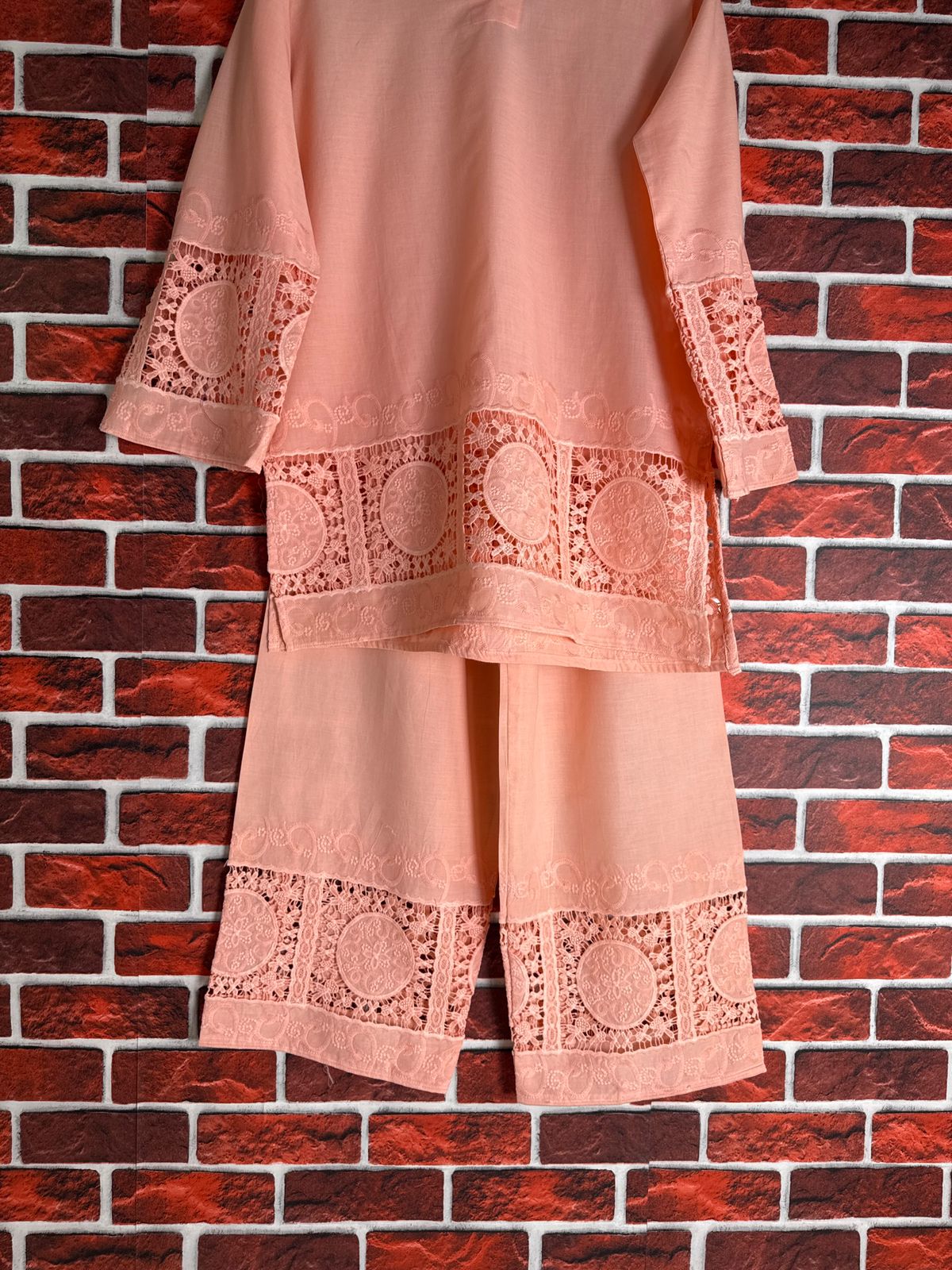 Peach schiffli coord-II