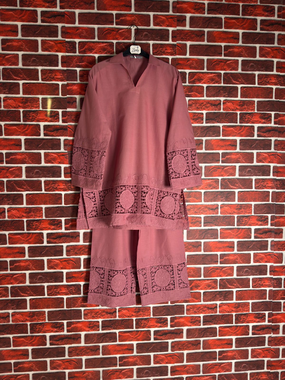 Tea pink schiffli coord-II