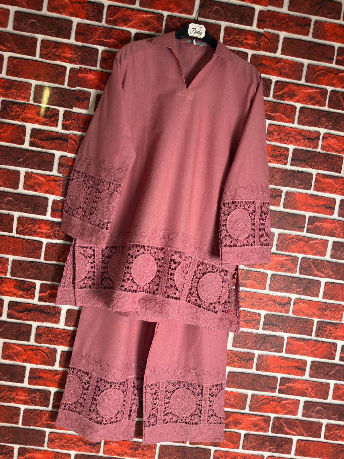 Tea pink schiffli coord-II