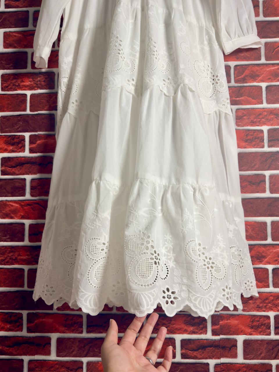 Dove chikankari Flare dress