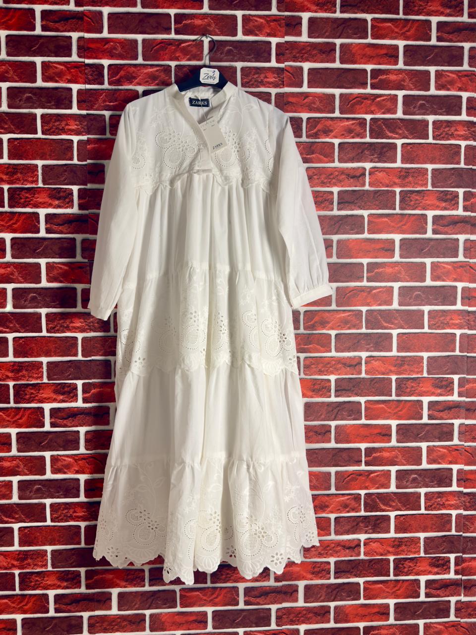 Dove chikankari Flare dress