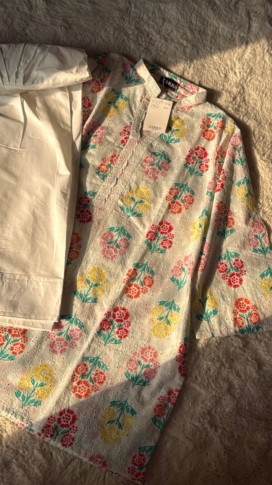 White chikankari kurta shalwar set