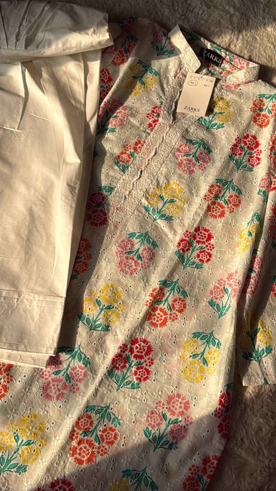 White chikankari kurta shalwar set