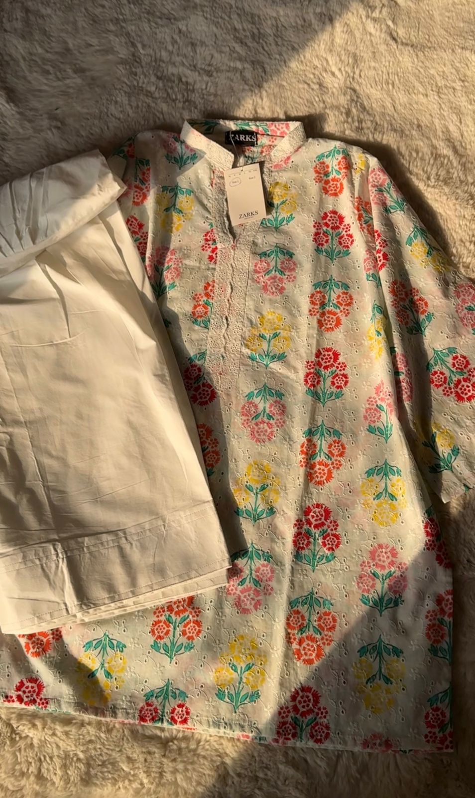 White chikankari kurta shalwar set