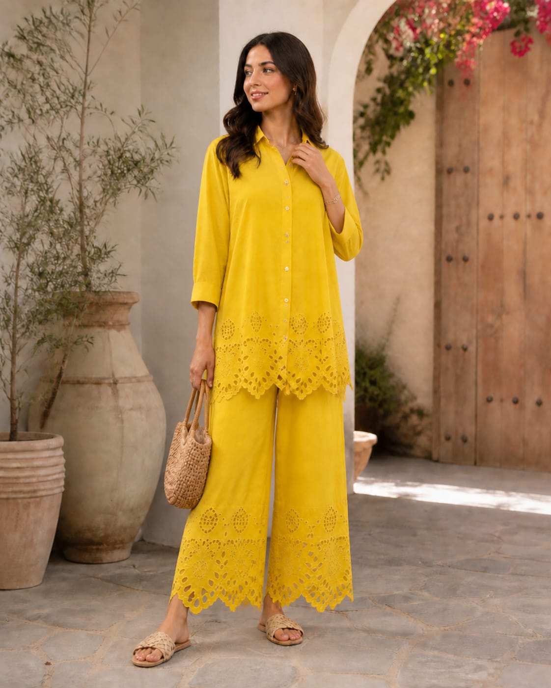 Yellow chickenkari Coord set