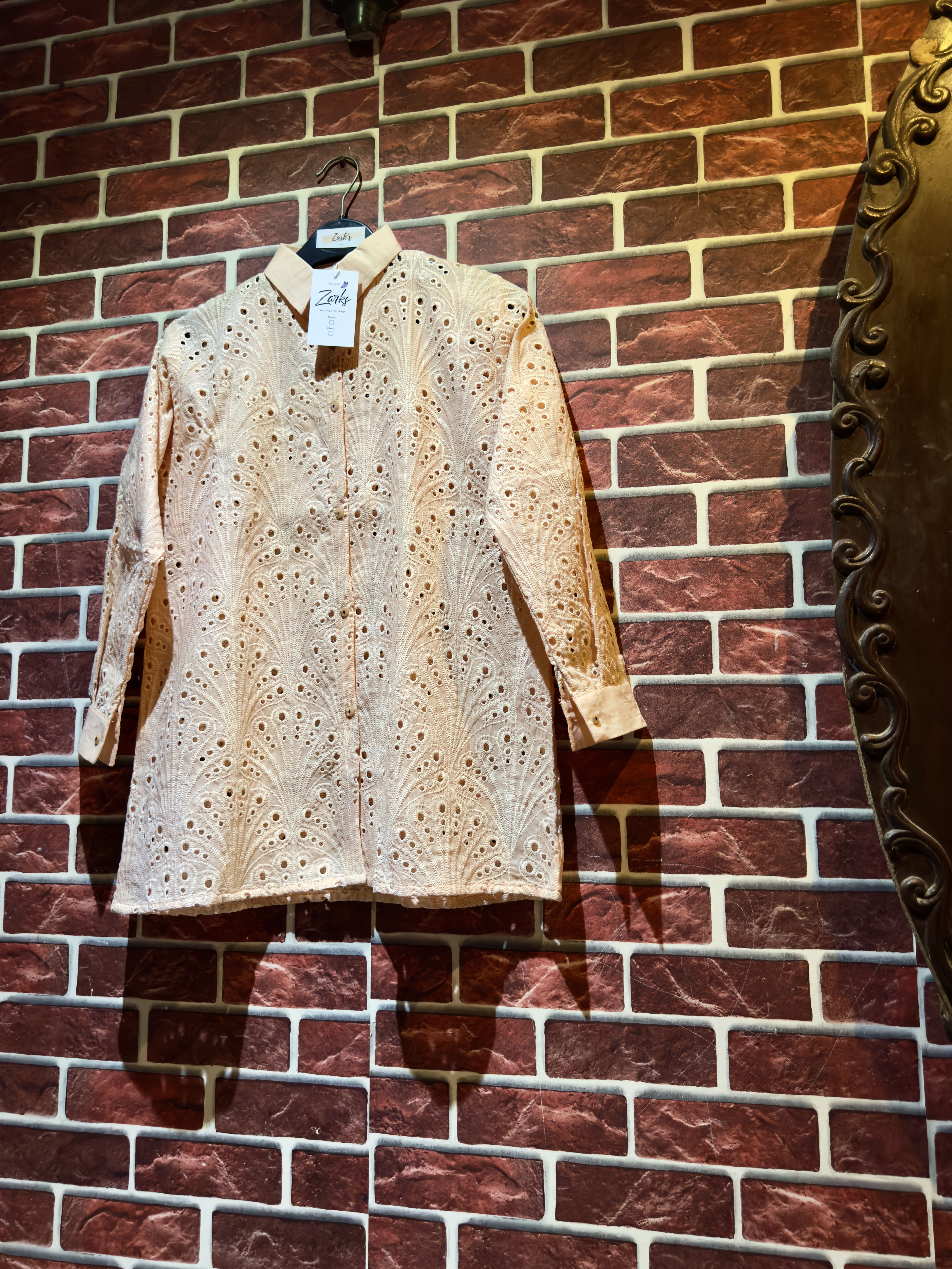 Peach chickankari top