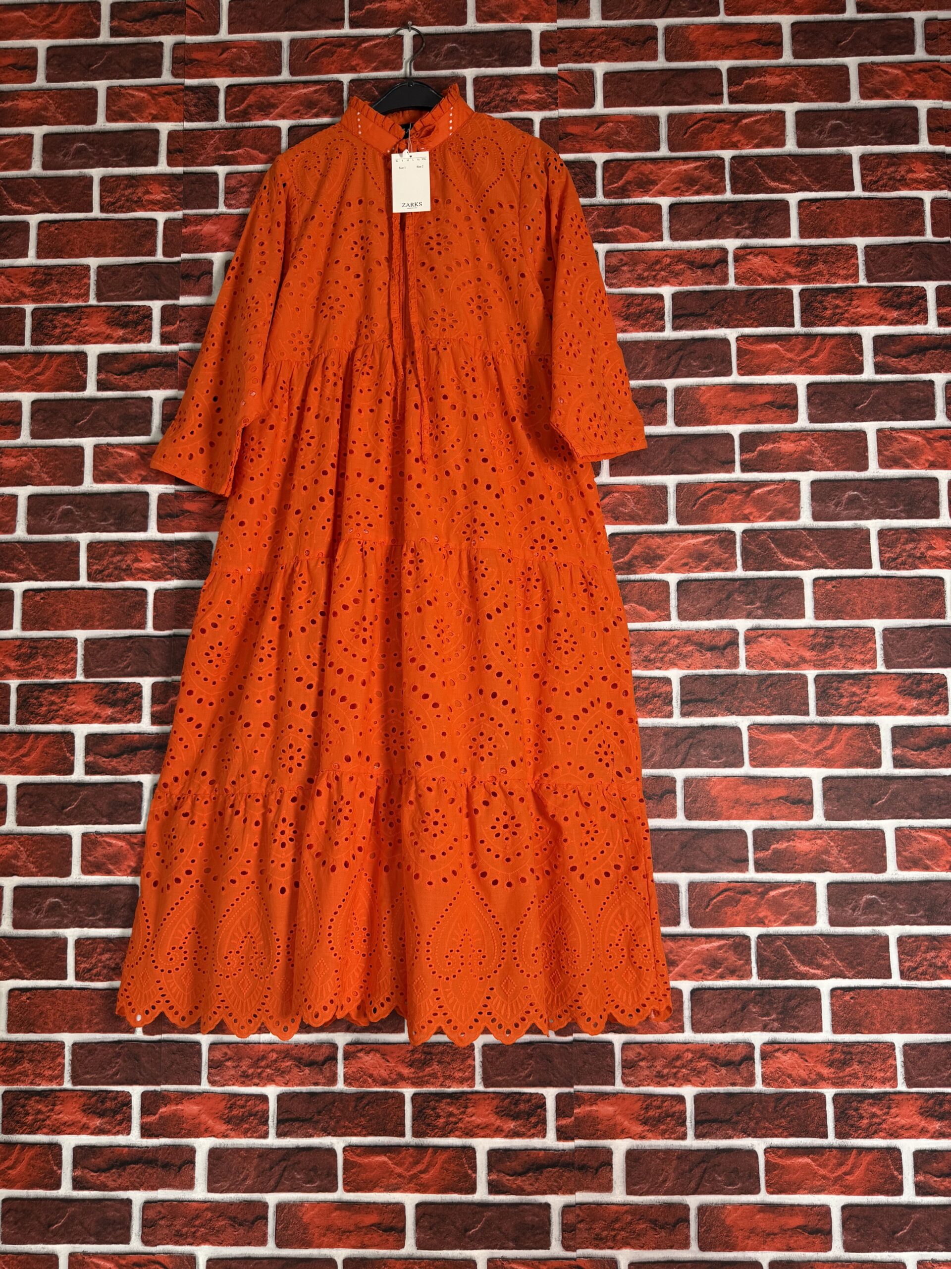 Orange maxi chickenkari dress